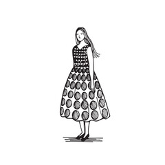 Standing Woman Silhouette - Monoline Female Figure - standing woman silhouette - standing woman vector - standing woman doodle - woman illustration - standing woman line art

