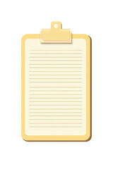 Isolated Light Yellow Clipboard with Lines