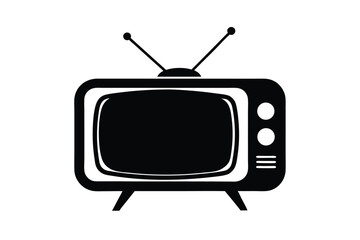 Retro Television Icon Black and White