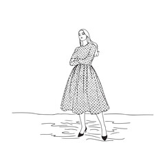 Standing Woman Silhouette - Elegant Minimal Vector - standing woman silhouette - standing woman vector - standing woman doodle - woman illustration - standing woman line art

