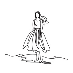 Standing Woman Silhouette - Clean Stylish Outline Art - standing woman silhouette - standing woman vector - standing woman doodle - woman illustration - standing woman line art

