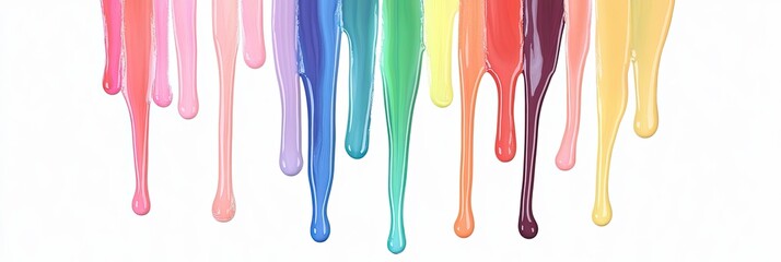 Dripping rainbow paint streaks on white (1)