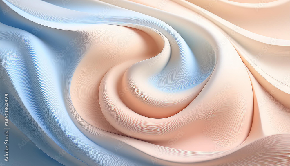 Poster soft swirl abstract waves. blue and peach color background texture. light curves motion backdrop. sm