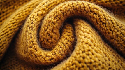 Fototapeta premium Close-up view of a textured mustard yellow knitted fabric.