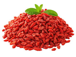 Isolated Pile of Dried Goji Berries with Leaf