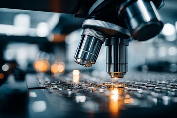 Advanced Laboratory Microscope Focusing on Microelectronic Circuitry