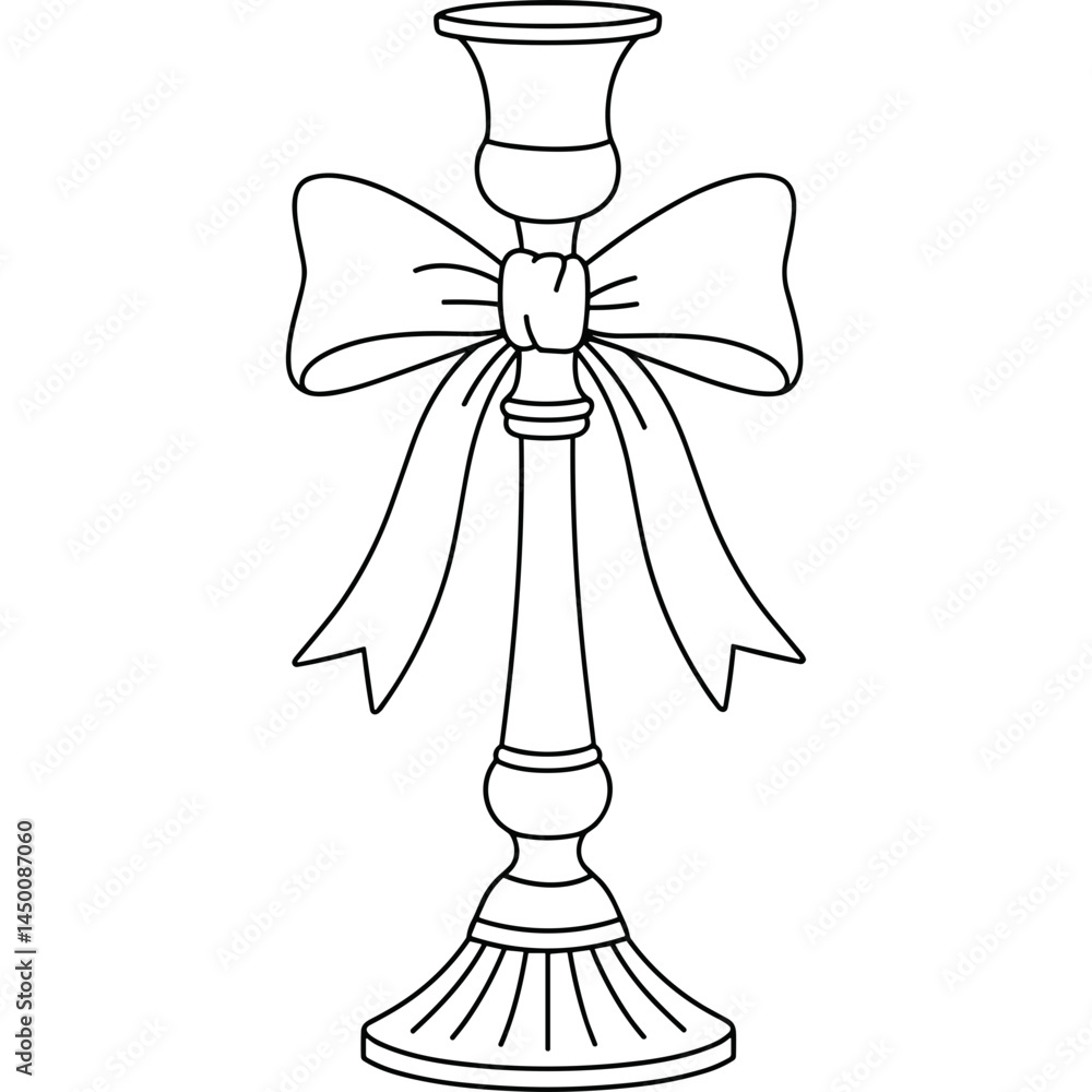 Aufkleber candlestick with bow decoration a classic candlestick adorned with a decorative bow perfect for addi