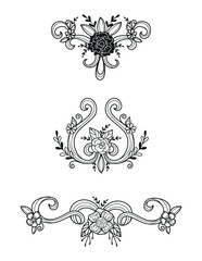 Set Floral wedding ornament 