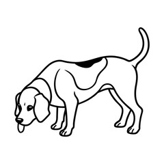 Beagle Sniffing Ground Line Drawing