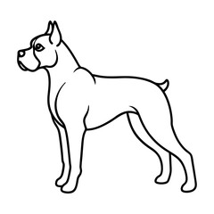 Boxer Dog in Alert Line Style