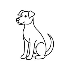 Dog Sitting with Raised Paw Outline Art