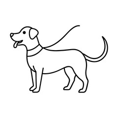 Dog with Leash Ready for Walk Line Art