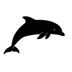Fototapeta premium Black dolphin silhouette swimming gracefully 