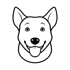 Happy Dog Face Close Up Line Drawing