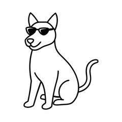 Minimal Dog Wearing Sunglasses Line Drawing