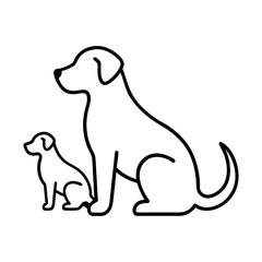 Outline of a Dog Family with Mother and Pups