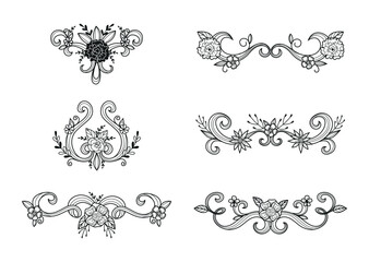 Set Floral wedding ornament 