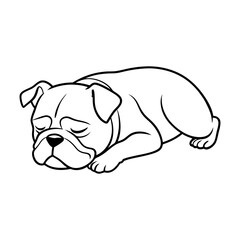 Sleeping Bulldog Profile Line Sketch