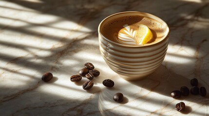 Zesty Citrus Espresso Shot with Coffee Beans