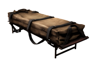 Historical canvas stretcher used in field operations and transport