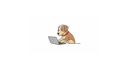 Cute dog using laptop
