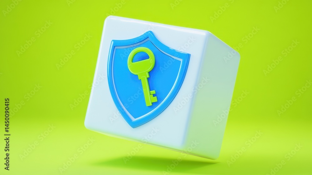 Poster 3d rendered cube icon representing security.