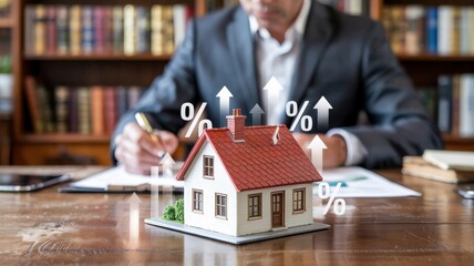 Businessperson reviews housing market trends.