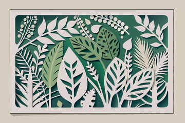 Exquisite botanical themed wall decor with detailed leaf and flower cutouts in soft colors, adding a touch of nature and sophistication to any space