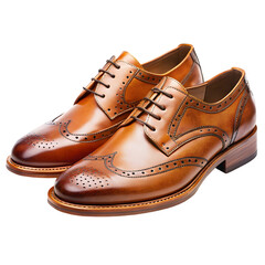 Brown leather oxford wingtip shoes for men's fashion and dresswear design