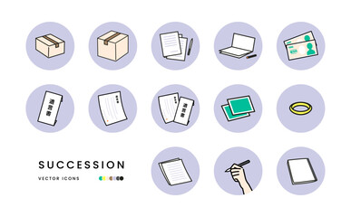 相続、終活に関するシンプルなアイコンセット