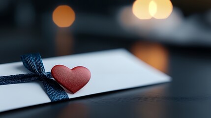 Envelope with Heart and Ribbon