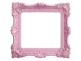 Isolated pink ornate baroque frame