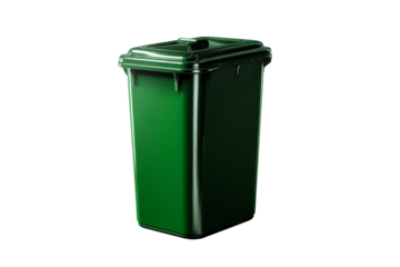 Green trash bin for outdoor waste management in residential areas