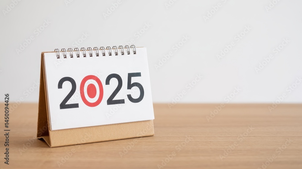 Poster simple tabletop calendar displaying the year two thousand twenty-five.