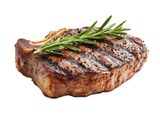 Isolated grilled steak with herb