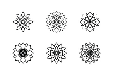 Obraz premium Set of Colorless Abstract Mandalas Composed of Digital Elements