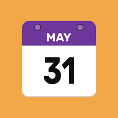 31 may calender icon text page monthly web design.