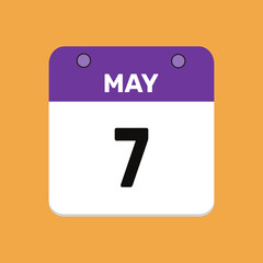 7 may calender icon text page monthly web design.