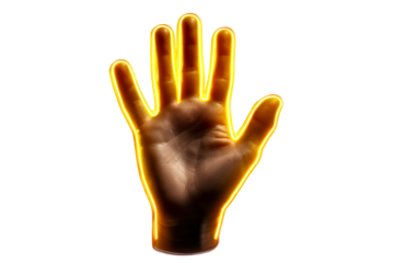 Glowing hand silhouette with transparent background for creative use