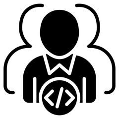 IT Personnel Glyph Black Fill - Coding Team Illustrative representation of programmers and developers