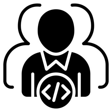 IT Personnel Glyph Black Fill - Coding Team Illustrative representation of programmers and developers