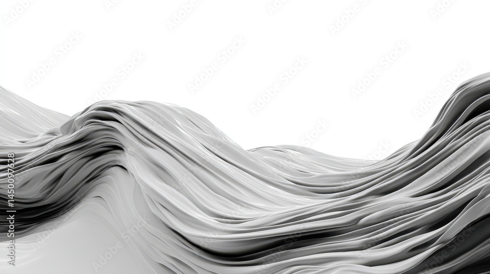 Poster abstract gray waves 3d render elegant swirling fluid forms background