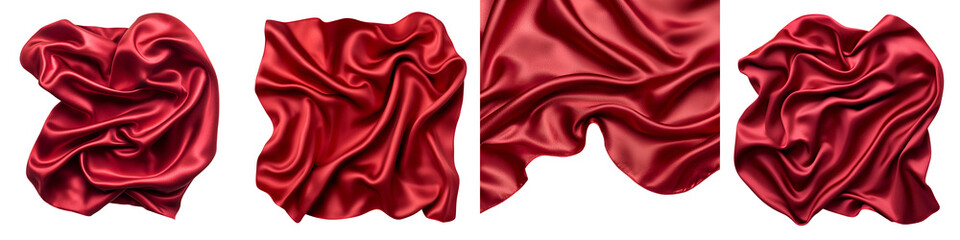 Luxurious red satin fabric with elegant folds and drapes.