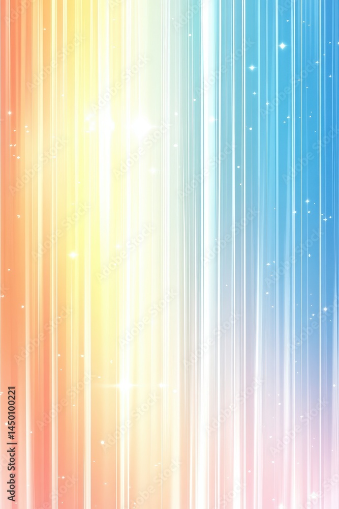 Poster vertical rainbow stripes with sparkling lights. pastel colors blend smoothly, creating a vibrant and