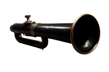 Unique vintage trumpet with a sleek design and transparent background