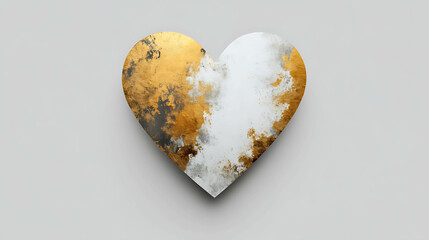A minimalist heart illustration with gold accents