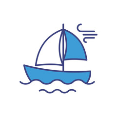 Wind-Powered Sailboat Icon vector stock illustration