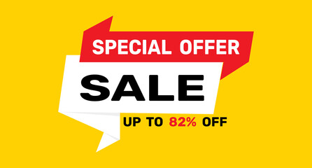 82% special offer discount icon vector design background