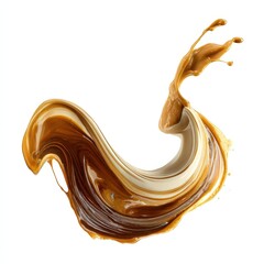 Dynamic Splash of Coffee Creamer Swirling Brown and Beige Liquid in Motion Perfect for Beverage Ads or Packaging Design