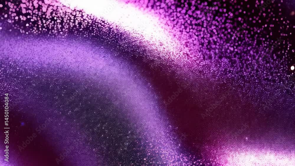 Poster abstract purple dots move in a wave pattern with bright highlights creating a surreal and futuristic
